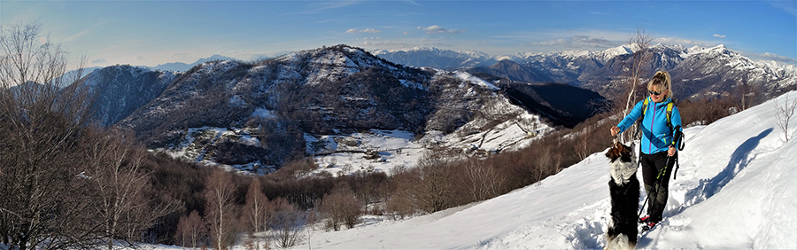 Panorama salendo da Salmezza al Podona sul sent. 543A ben innevato